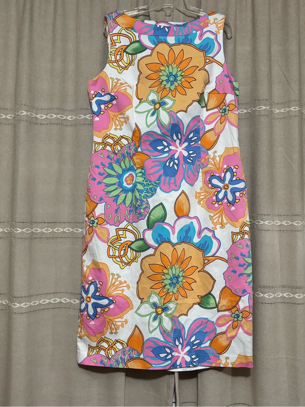 Talbots Women’s Size 12 Multicolored Floral Cotton Sleeveless Sheath Dress Lined